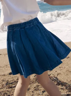 Sergent Major Jupe & Short-Jupe bleue pliss&eacute;e en jean