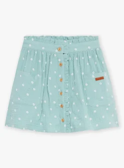 Sergent Major Jupe & Short-Jupe courte sauge en gaze de coton &agrave; imprim&eacute; fleuri