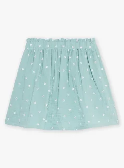 Sergent Major Jupe & Short-Jupe courte sauge en gaze de coton &agrave; imprim&eacute; fleuri