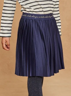 Sergent Major Jupe & Short-Jupe plisée en jersey bleu marine