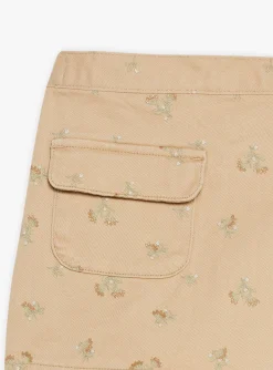 Sergent Major Jupe & Short-Jupe-short beige &agrave; imprim&eacute; fleuri paillet&eacute;