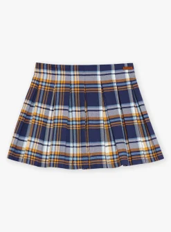 Sergent Major Jupe & Short-Jupe-short bleu marine &agrave; imprim&eacute; &agrave; carreaux en twill