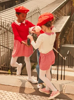Sergent Major Jupe & Short-Jupe-short rose barbapapa et rouge &agrave; imprim&eacute; pied-de-poule
