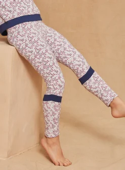 Sergent Major Pantalon, Jean & Legging-Legging bleu marine et lilas &agrave; imprim&eacute; fleuri