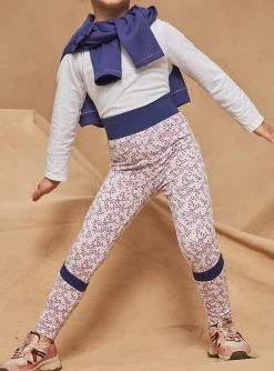 Sergent Major Pantalon, Jean & Legging-Legging bleu marine et lilas &agrave; imprim&eacute; fleuri