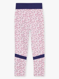 Sergent Major Pantalon, Jean & Legging-Legging bleu marine et lilas &agrave; imprim&eacute; fleuri