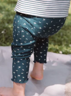Sergent Major Pantalon & Jean-Legging côtelé vert émeraude à imprimé fleuri