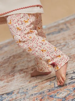 Sergent Major Pantalon & Jean-Legging écru à imprimé fleuri et renard