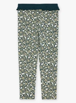 Sergent Major Pantalon, Jean & Legging-Legging vert &eacute;meraude et jaune &agrave; imprim&eacute; fleuri