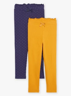 Sergent Major Pantalon, Jean & Legging-2 leggings jaune et bleu marine