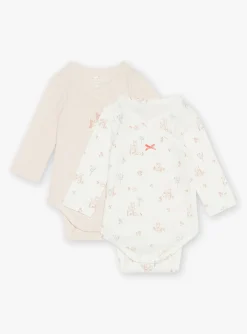 Sergent Major Body-Lot de 2 body rose et &eacute;cru en coton biologique