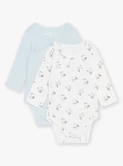 Sergent Major Body-Lot de 2 bodys bleu glacier et &eacute;cru en coton biologique