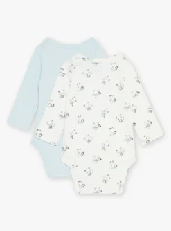 Sergent Major Body-Lot de 2 bodys bleu glacier et &eacute;cru en coton biologique