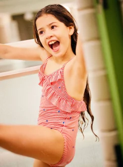 Sergent Major Maillot De Bain & Tenue De Plage-Maillot de bain 1 pi&egrave;ce ray&eacute; &agrave; volants enfant fille