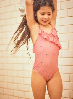 Sergent Major Maillot De Bain & Tenue De Plage-Maillot de bain 1 pi&egrave;ce ray&eacute; &agrave; volants enfant fille