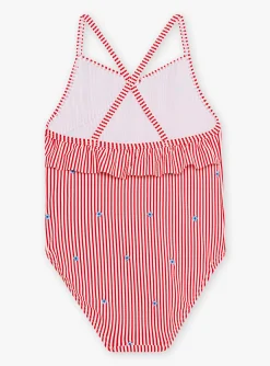 Sergent Major Maillot De Bain & Tenue De Plage-Maillot de bain 1 pi&egrave;ce ray&eacute; &agrave; volants enfant fille