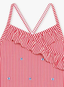 Sergent Major Maillot De Bain & Tenue De Plage-Maillot de bain 1 pi&egrave;ce ray&eacute; &agrave; volants enfant fille
