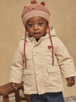 Sergent Major Manteau, Parka & Veste-Manteau à capuche 3 en 1 beige en canvas