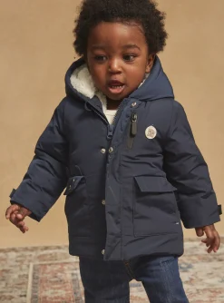 Sergent Major Manteau, Parka & Veste-Manteau à capuche bleu nuit en canvas