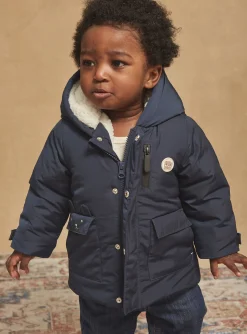 Sergent Major Manteau, Parka & Veste-Manteau &agrave; capuche bleu nuit en canvas