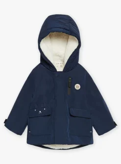 Sergent Major Manteau, Parka & Veste-Manteau &agrave; capuche bleu nuit en canvas