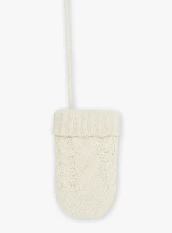 Sergent Major Bonnet, Echarpe & Gant-Moufles beige en tricot torsad&eacute;