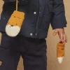 Sergent Major Bonnet, Echarpe & Gant-Moufles jaune et blanc en tricot