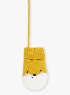 Sergent Major Bonnet, Echarpe & Gant-Moufles jaune et blanc en tricot