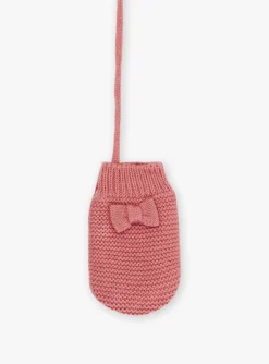 Sergent Major Bonnet, Echarpe & Gant-Moufles rose en tricot