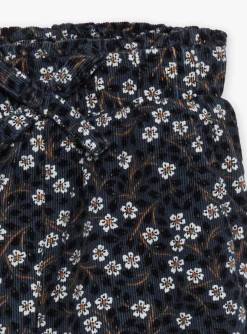 Sergent Major Pantalon & Jean-Pantalon bleu ardoise &agrave; imprim&eacute; fleuri en velours c&ocirc;tel&eacute;