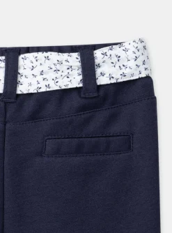 Sergent Major Pantalon & Jean-Pantalon bleu marine avec ceinture &agrave; imprim&eacute; fleuri