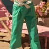 Sergent Major Pantalon, Jean & Legging-Pantalon fluide en popeline vert