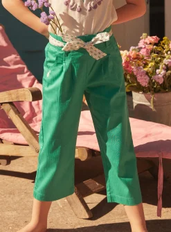 Sergent Major Pantalon, Jean & Legging-Pantalon fluide en popeline vert