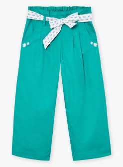 Sergent Major Pantalon, Jean & Legging-Pantalon fluide en popeline vert