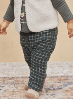 Sergent Major Pantalon & Jean-Pantalon vert bouteille en twill à imprimé à carreaux