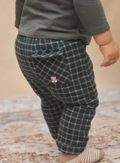 Sergent Major Pantalon & Jean-Pantalon vert bouteille en twill &agrave; imprim&eacute; &agrave; carreaux
