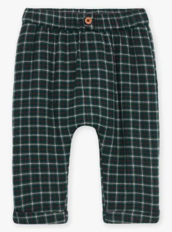 Sergent Major Pantalon & Jean-Pantalon vert bouteille en twill &agrave; imprim&eacute; &agrave; carreaux