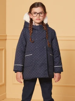 Sergent Major Manteau, Parka & Veste-Parka 3 en 1 marine à pois argentés