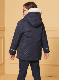 Sergent Major Manteau, Parka & Veste-Parka 3 en 1 marine &agrave; pois argent&eacute;s