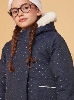 Sergent Major Manteau, Parka & Veste-Parka 3 en 1 marine à pois argentés