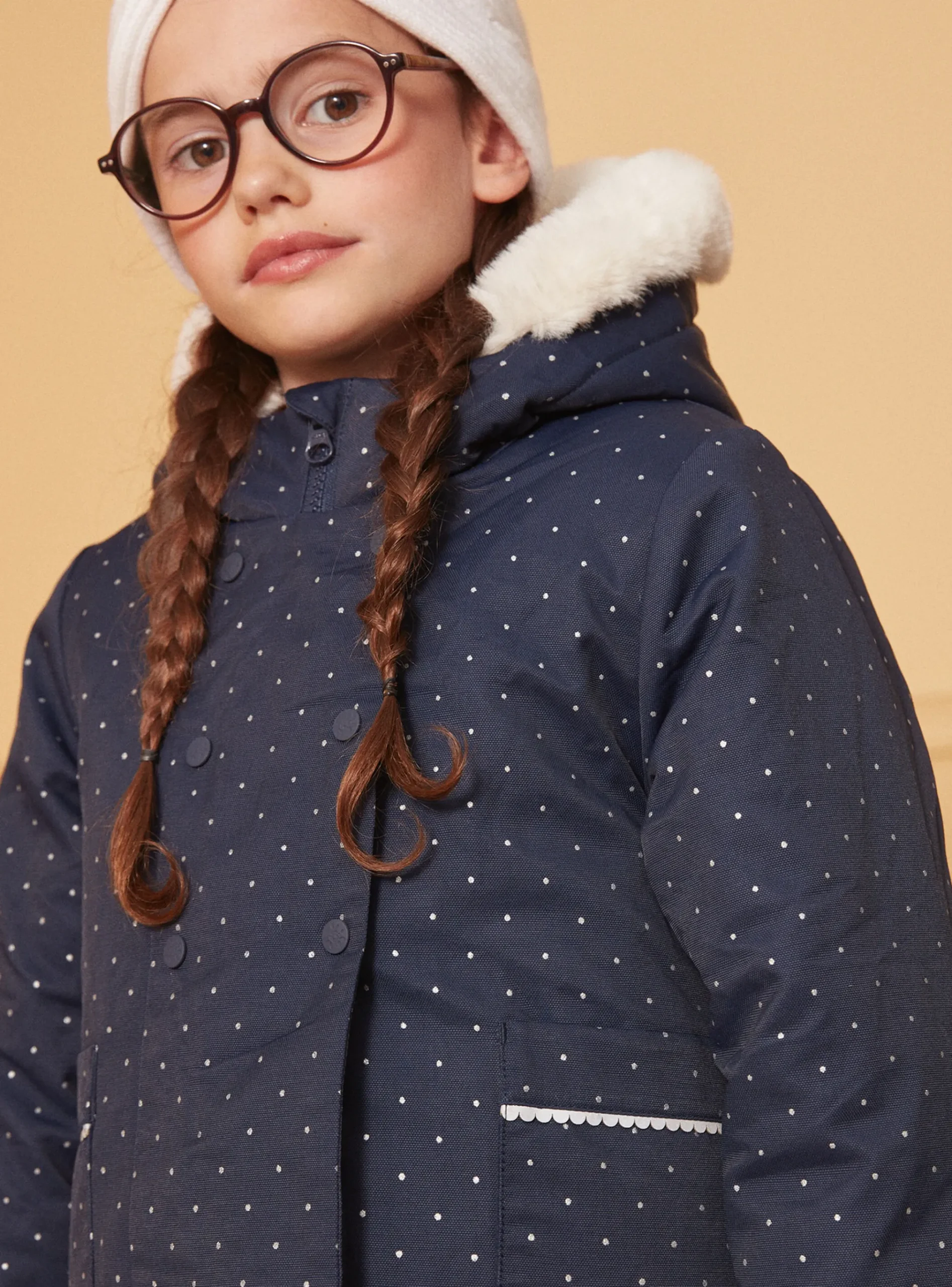 Sergent Major Manteau, Parka & Veste-Parka 3 en 1 marine à pois argentés