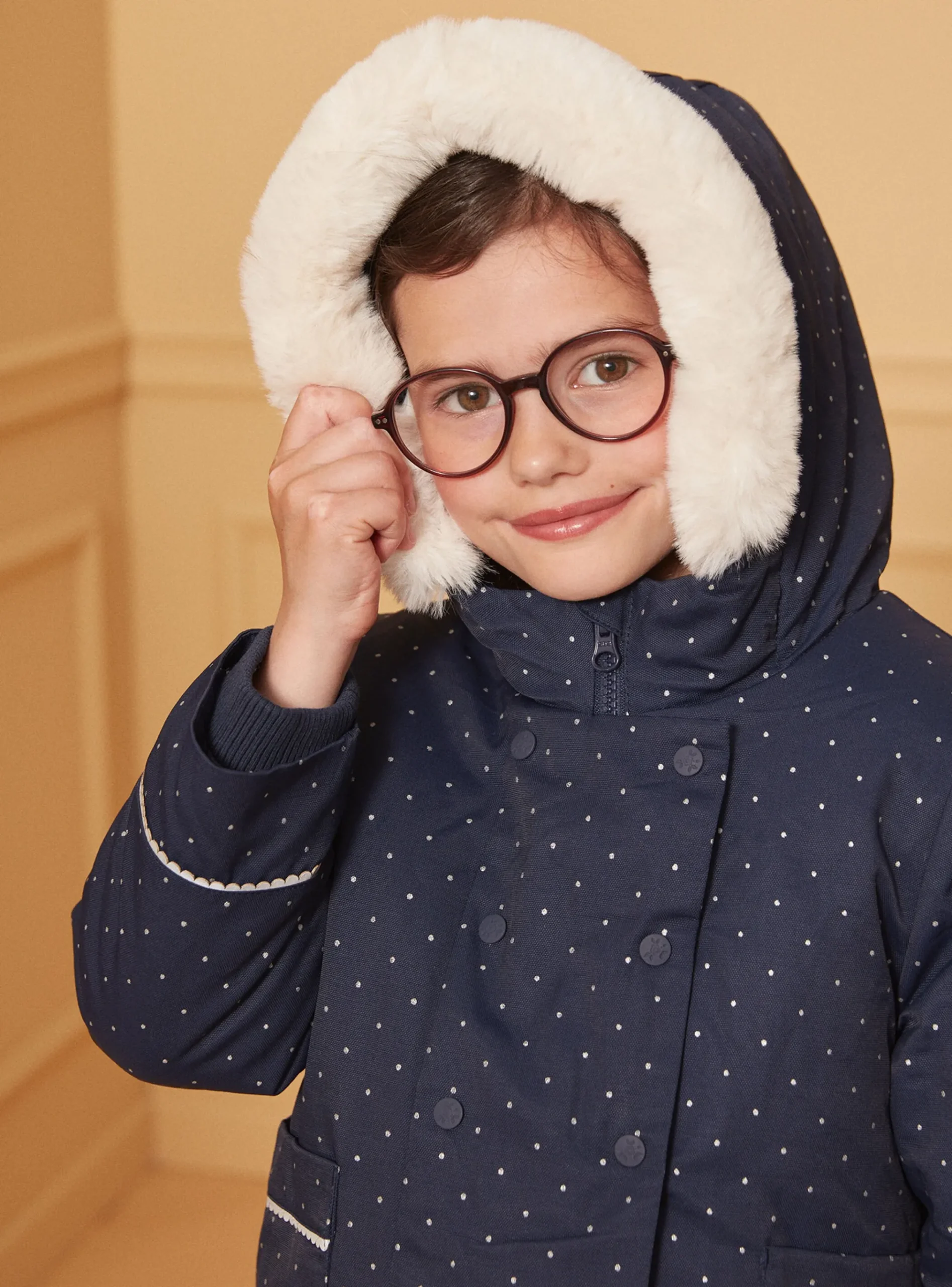 Sergent Major Manteau, Parka & Veste-Parka 3 en 1 marine à pois argentés