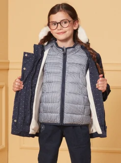 Sergent Major Manteau, Parka & Veste-Parka 3 en 1 marine à pois argentés
