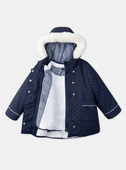 Sergent Major Manteau, Parka & Veste-Parka 3 en 1 marine à pois argentés