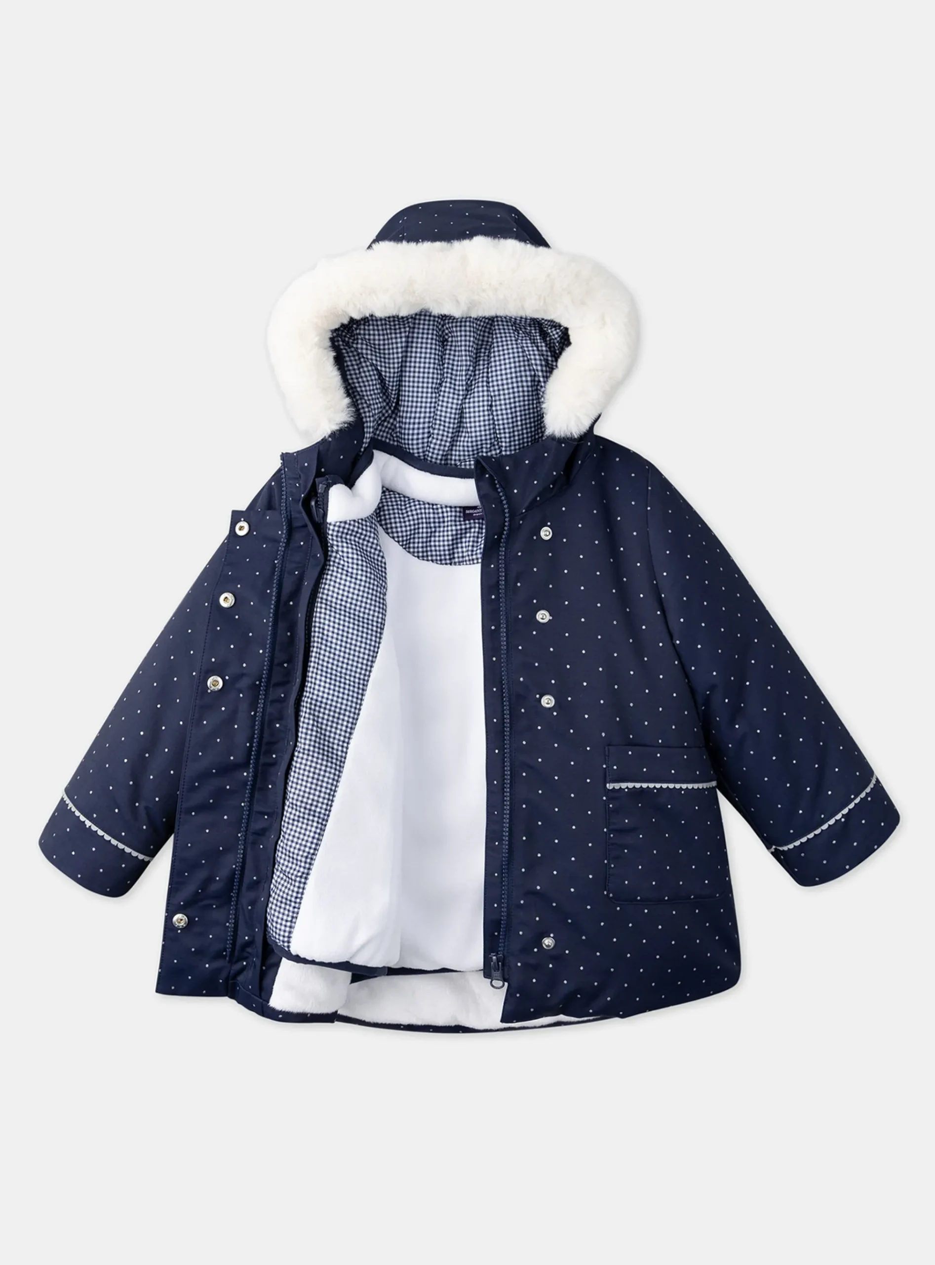 Sergent Major Manteau, Parka & Veste-Parka 3 en 1 marine à pois argentés
