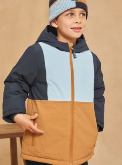 Sergent Major Manteau, Parka & Veste-Parka &agrave; capuche bleue et beige r&eacute;fl&eacute;chissante