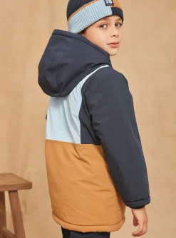 Sergent Major Manteau, Parka & Veste-Parka &agrave; capuche bleue et beige r&eacute;fl&eacute;chissante