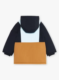 Sergent Major Manteau, Parka & Veste-Parka &agrave; capuche bleue et beige r&eacute;fl&eacute;chissante