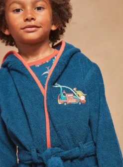 Sergent Major Pyjama-Peignoir à capuche en éponge bleu pétrole