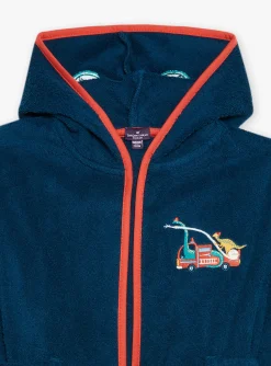Sergent Major Pyjama-Peignoir &agrave; capuche en &eacute;ponge bleu p&eacute;trole